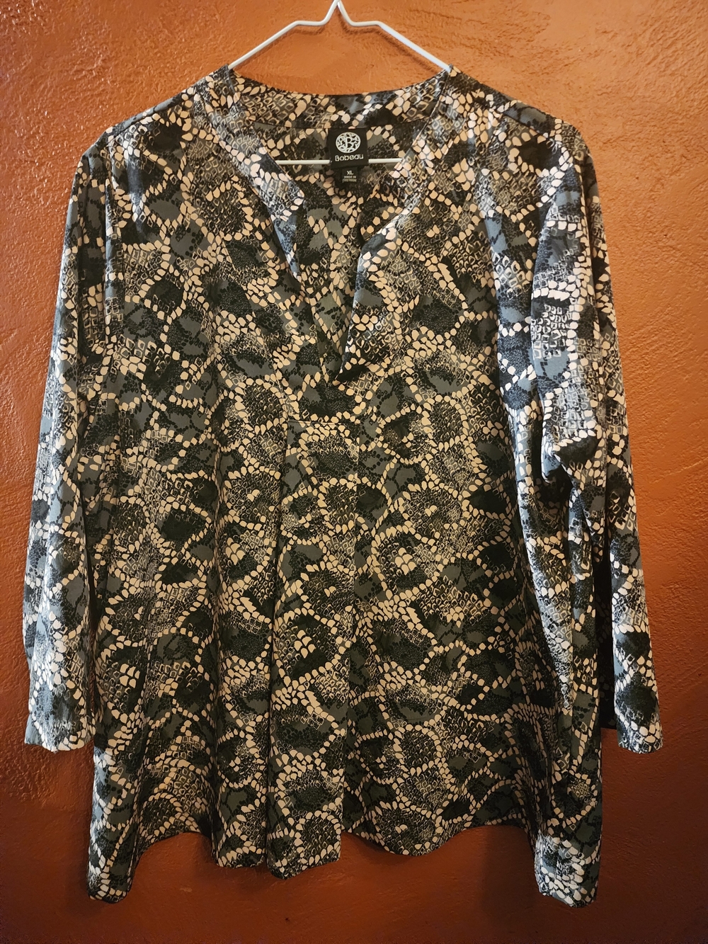 bobeau Black, Pink & Grey Abstract Printed 3/4 Sleeve Tunic